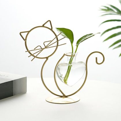 Desktop Glass Vase Holder Creative Cat Plant